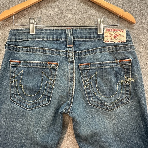 True Religion Bobby Jeans Womens Size 30 Blue Denim Bootcut Lowrise Medium Wash - Picture 5 of 16